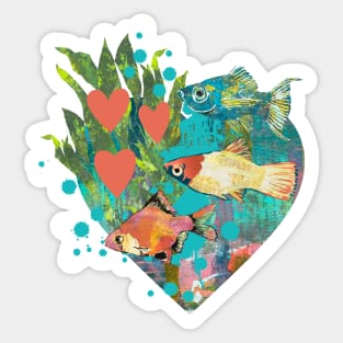 Artistic Fish Tank Sacred Heart Tropical Fish Sticker